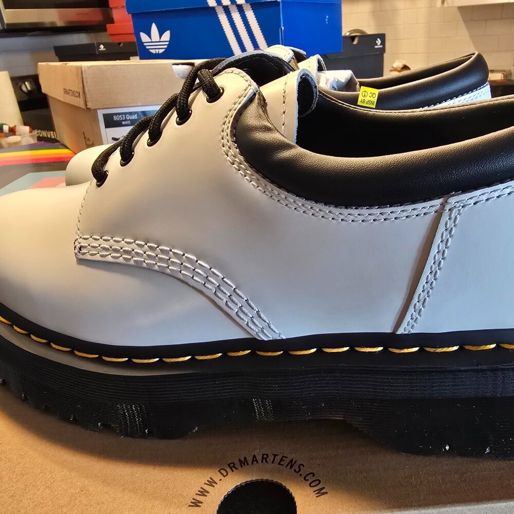 Dr. Martens 8053 Leather Platform Casual Shoes White 30884100 Men's 10 US NEW